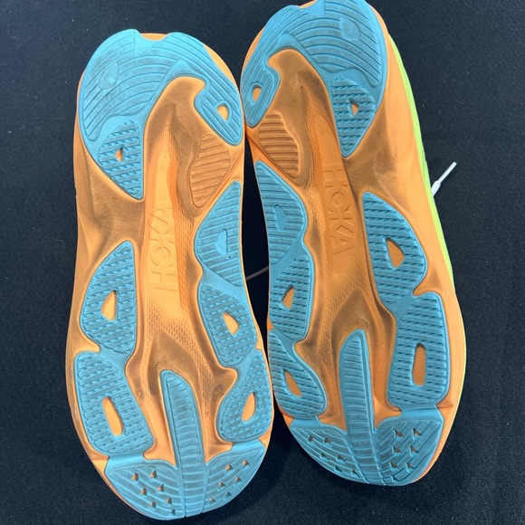 Hoka Men’s White and Lime Running Shoes with Orange Accents Size 10.5 worn twice main image 6